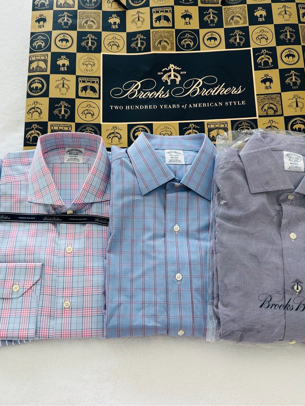 Brooks Brothers Regent Dress Shirt Micro Check Blue Purple 15.5-33 - Picture 3 of 4
